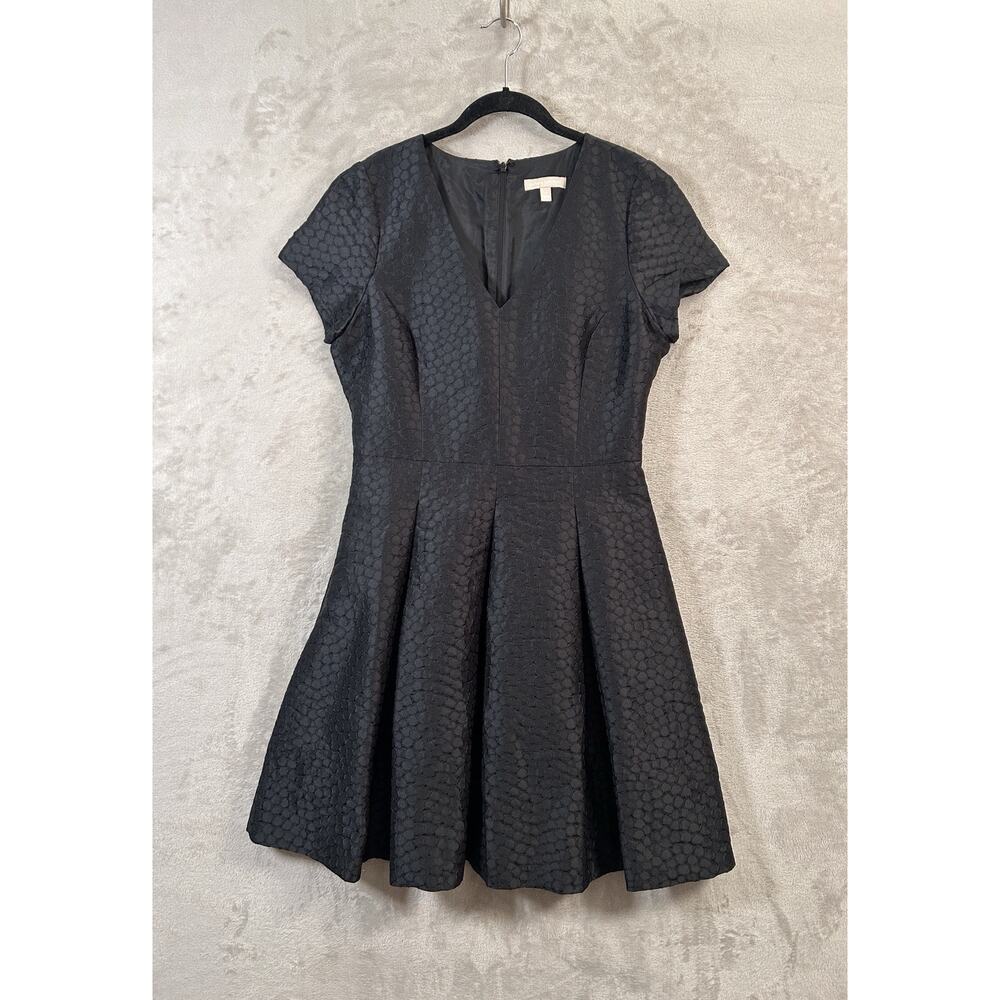 Banana Republic Fit And Flare Pleated Little Black Dress Size 12 Preppy Classic
